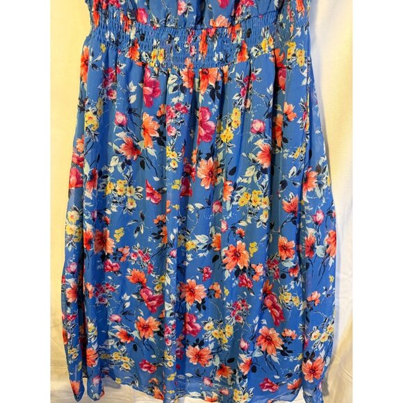 Romantic Floral Boho Hippie Dress Womens Plus 14W 1X Blue Sandra Darren - Picture 3 of 5